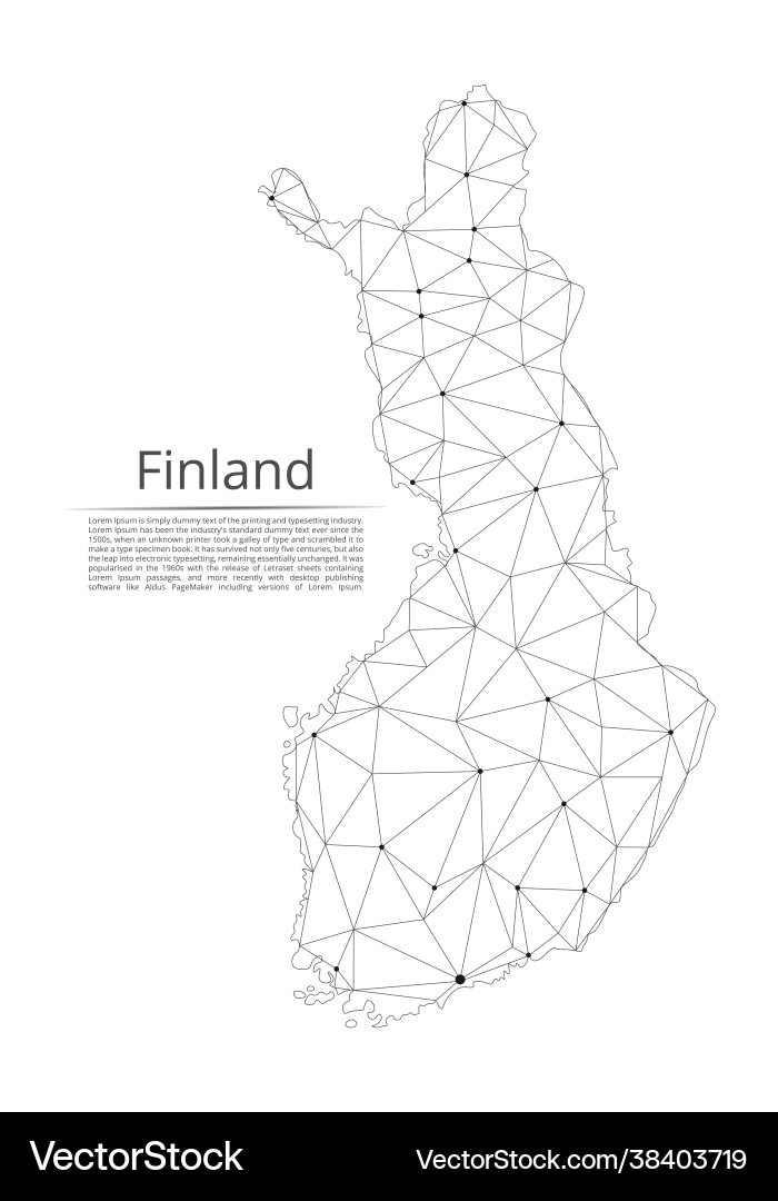 Finland communication network map low poly image vector image
