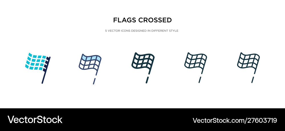 Flags crossed icon in different style two Flags crossed icon in different style two Vector Image