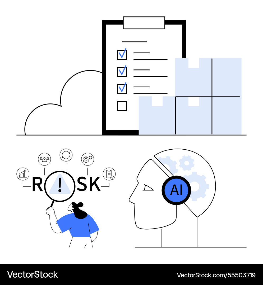 Risk assessment with ai concepts checklist Risk assessment with ai concepts checklist vector image