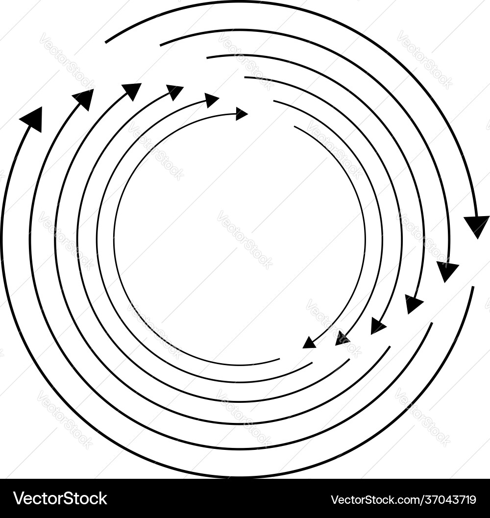 Rotating arrows concentric radial and circular Vector Image