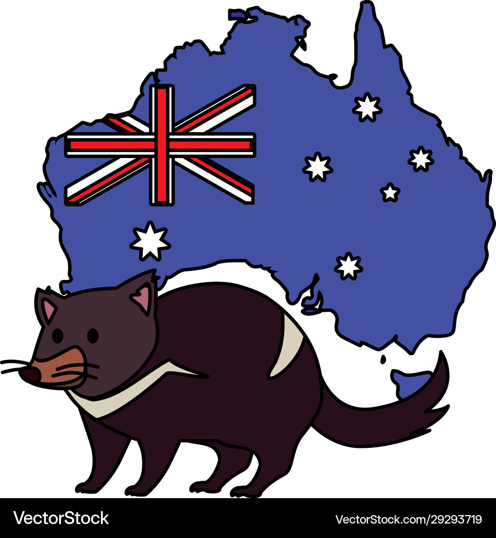 Tasmanian devil with map australia Royalty Free Vector Image