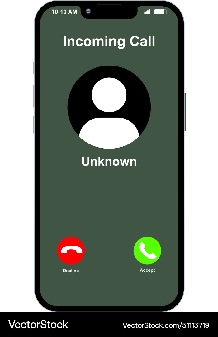 Unknown call screen incoming screenshot Unknown call screen incoming screenshot Vector Image