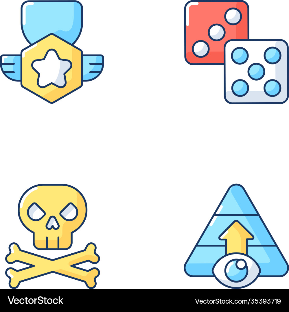 Videogame menu rgb color icons set Videogame menu rgb color icons set vector image