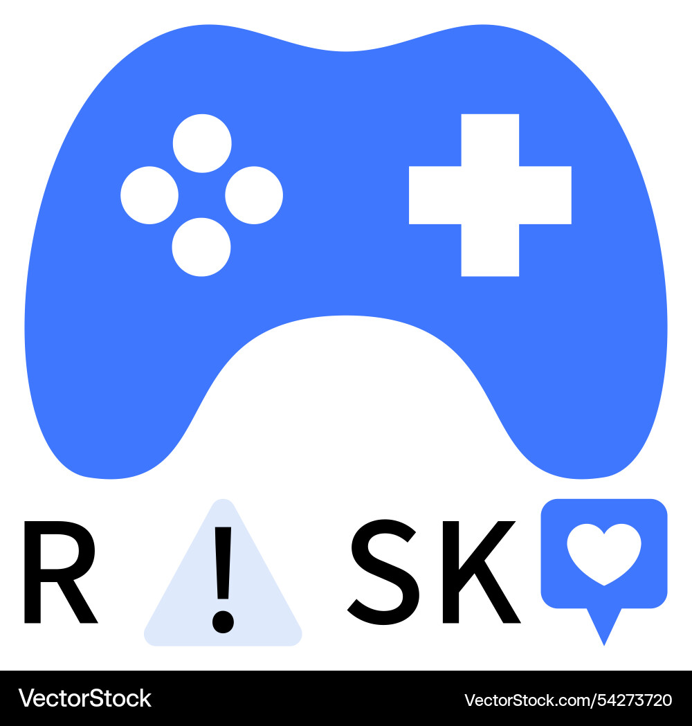 Blue game controller with buttons warning symbol Blue game controller with buttons warning symbol vector image