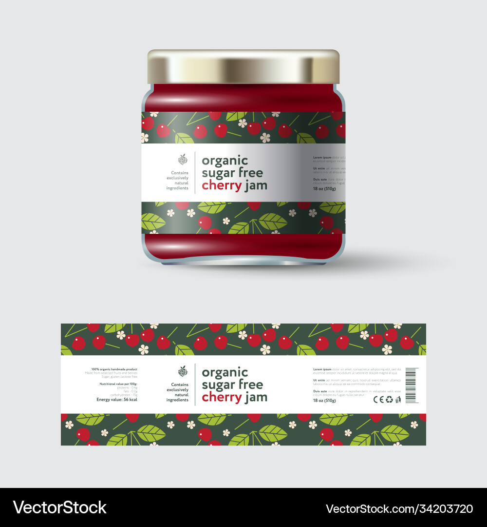 Cherry jam label Vector Images & Graphics for Commercial Use