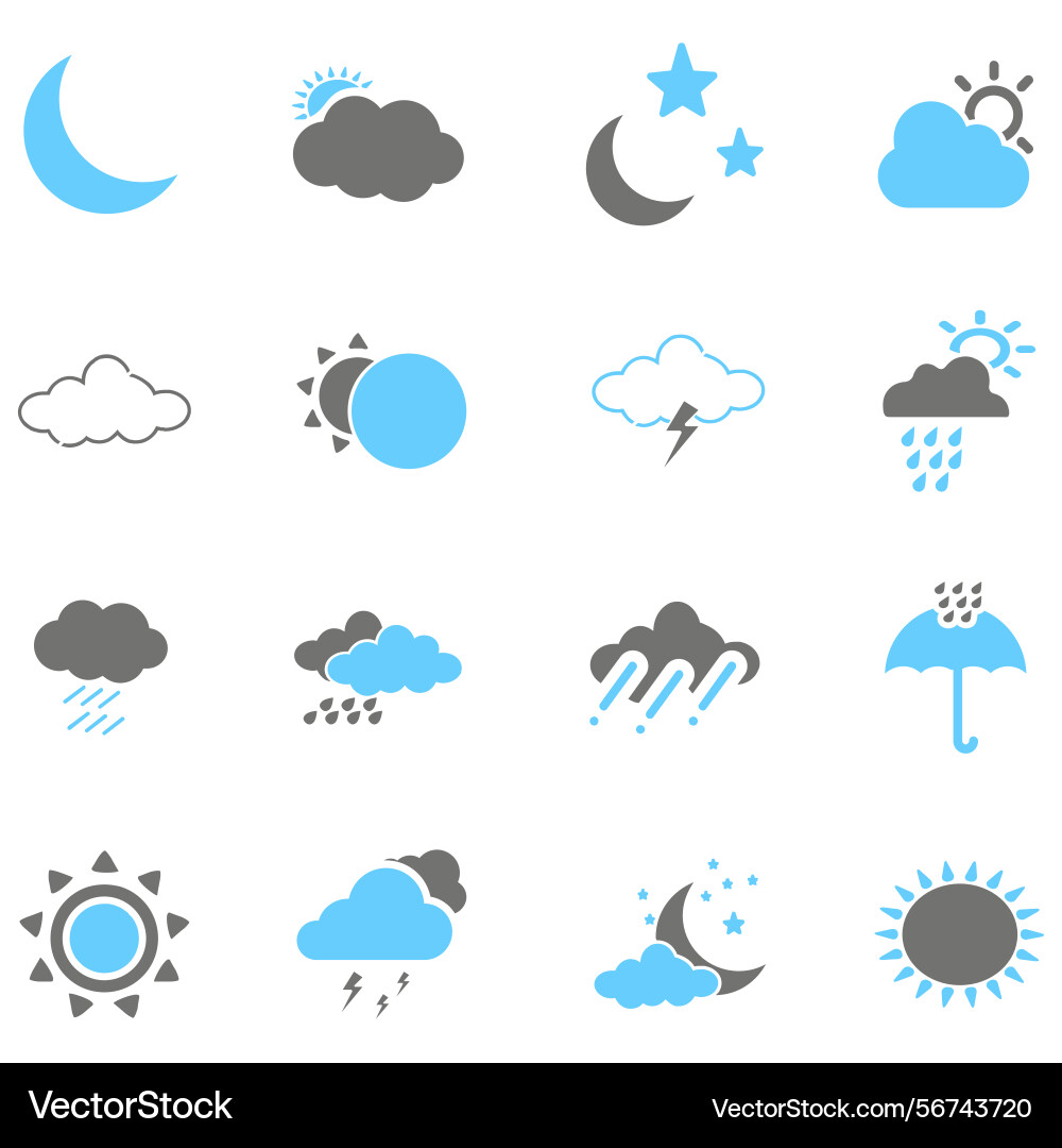 Clouds icons set of in different form Vector Image
