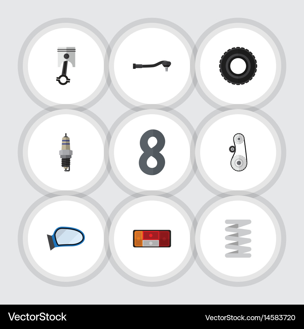 Flat auto set of component crankshaft input Vector Image