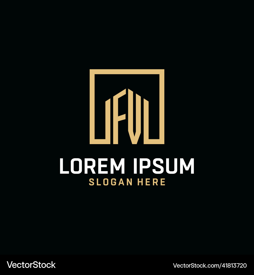 Fv initial monogram logo design with square shape Fv initial monogram logo design with square shape Vector Image