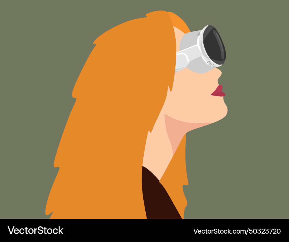 Girl with spatial computing device Girl with spatial computing device Vector Image