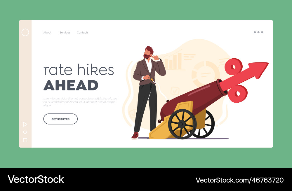 Interest rate hike landing page template Interest rate hike landing page template vector image