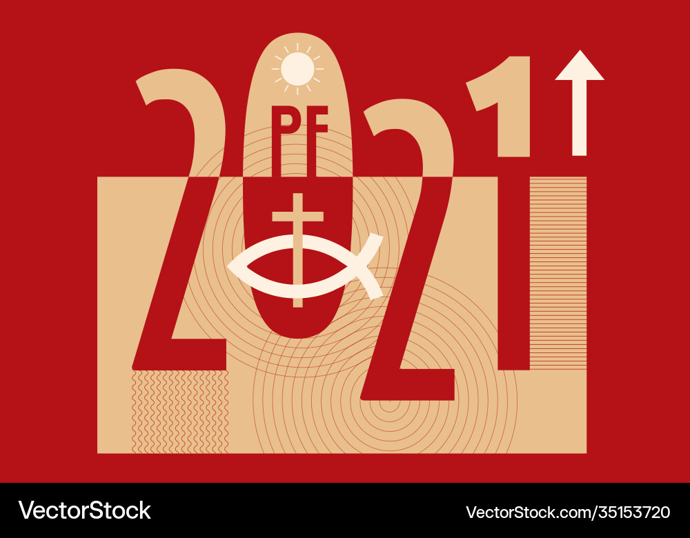 Jesus fish symbol new year greeting card Jesus fish symbol new year greeting card vector image