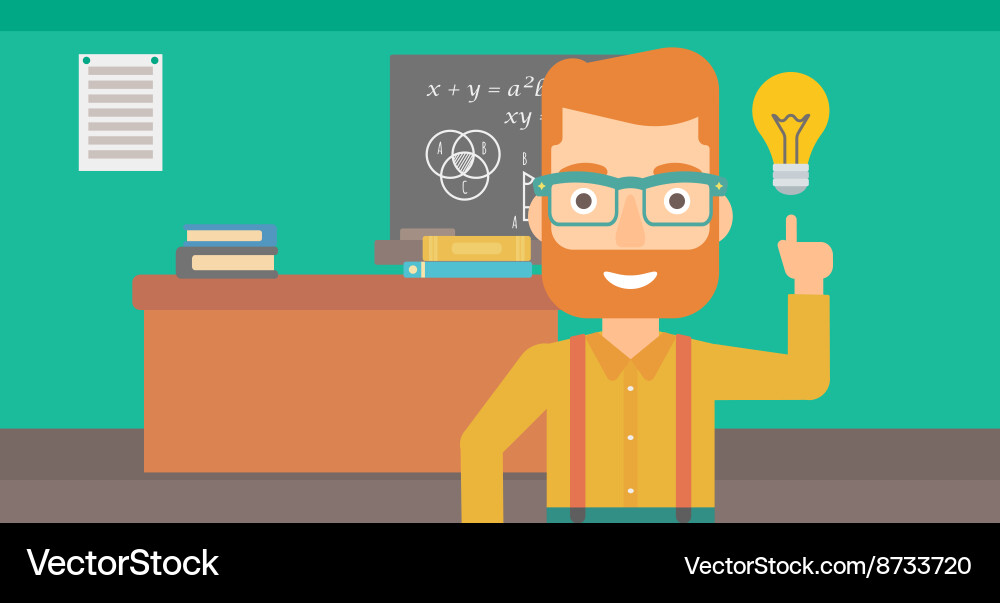 Man pointing at light bulb vector image
