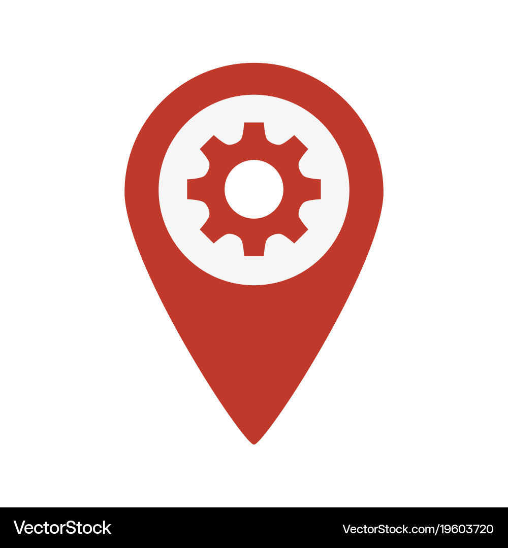 Map pointer with gear icon Vector Image