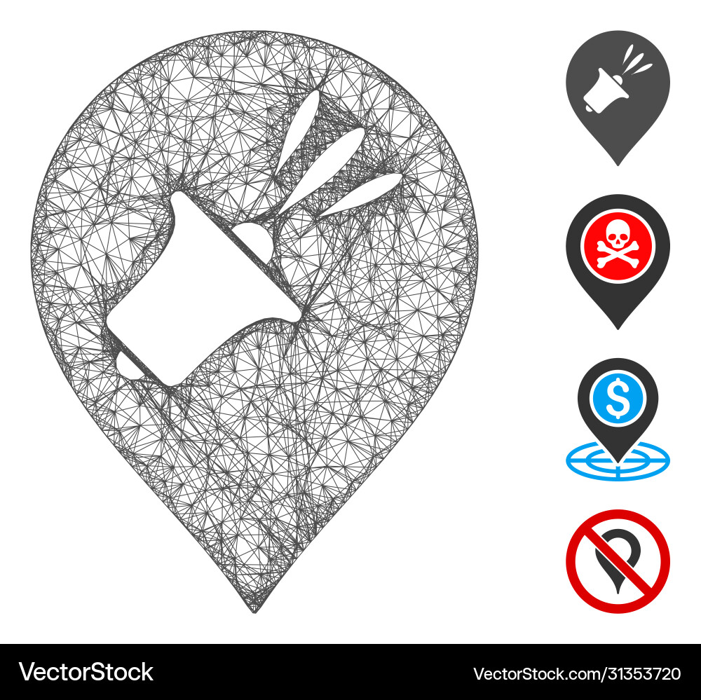 Megaphone map marker web mesh Vector Image