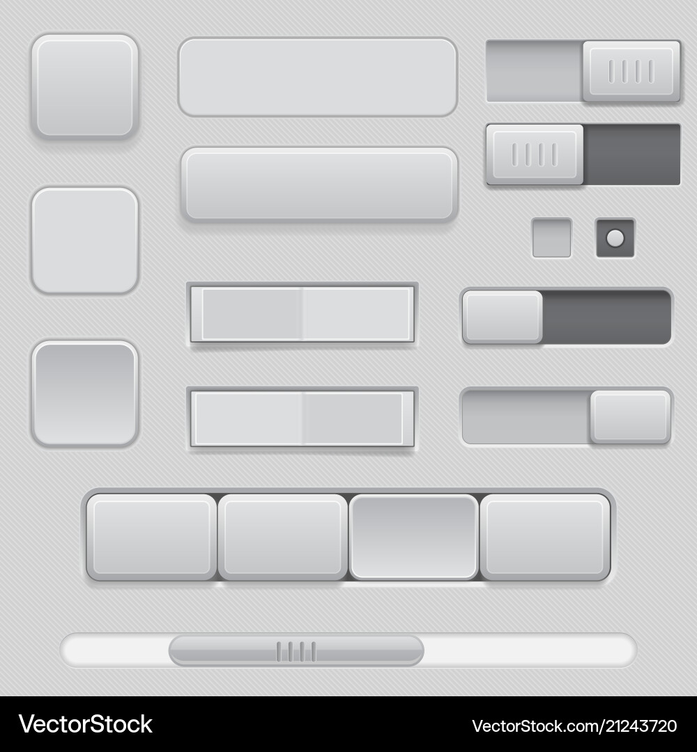 Modern Gray UI Buttons and Sliders vector image
