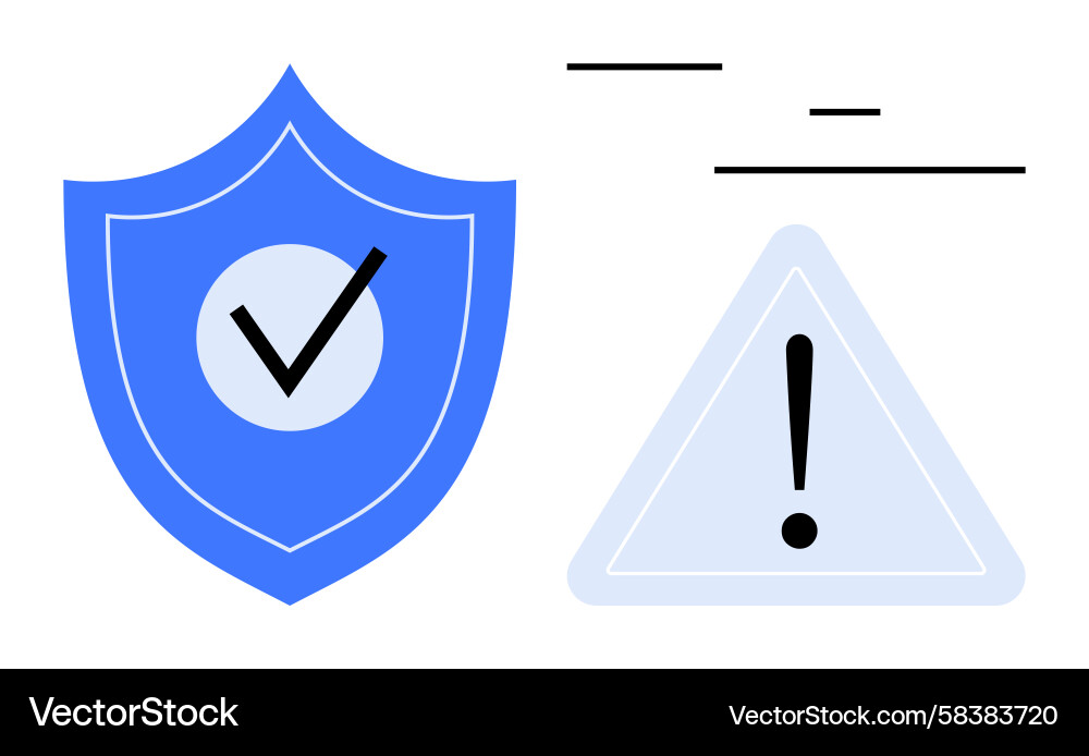 Security Shield with Checkmark and Warning Vector Image