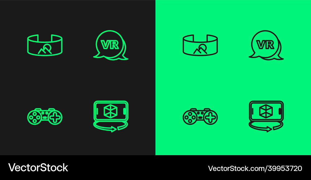 Set line 3d modeling gamepad 360 degree view vector image