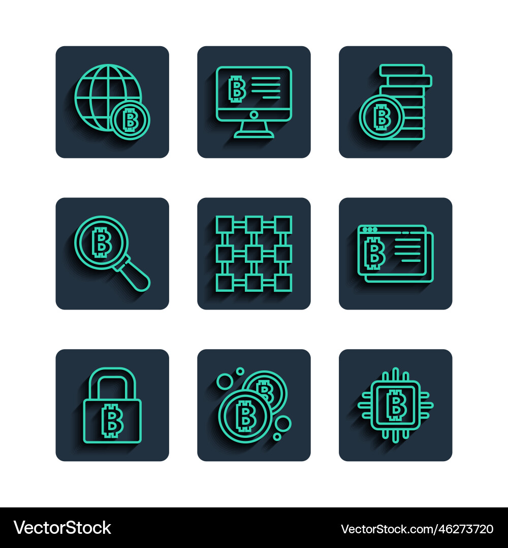 Set line lock with bitcoin cpu mining Set line lock with bitcoin cpu mining vector image