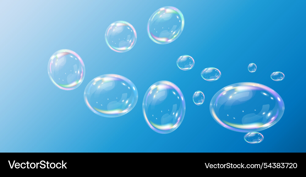 Set of multi-colored soap bubbles for creating Vector Image