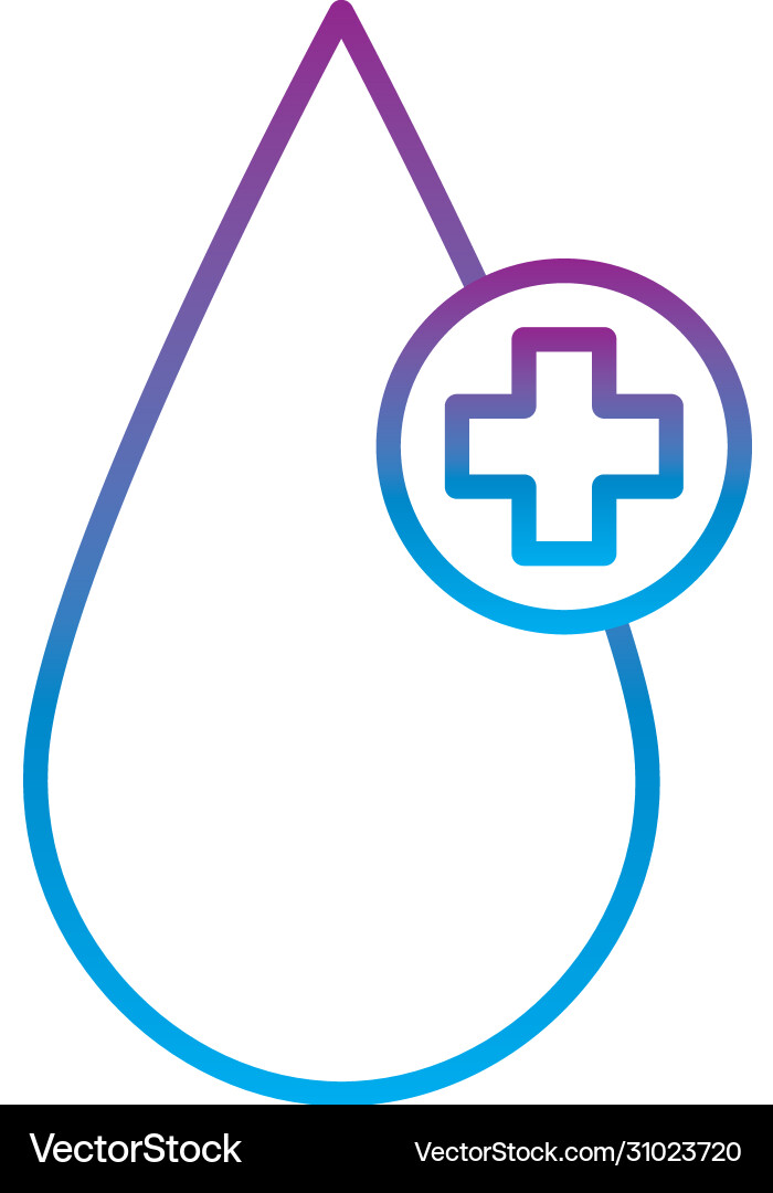 Water drop and add gradient line style icon vector image