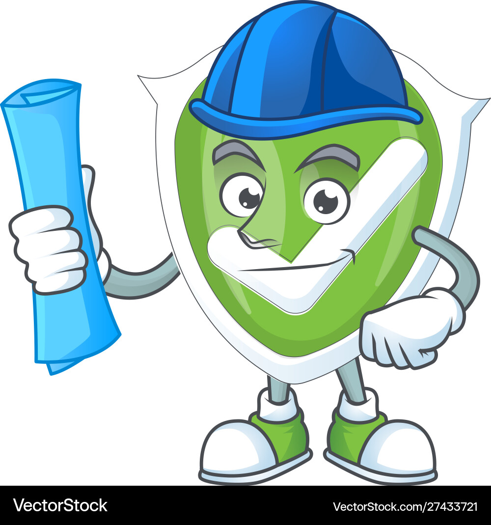 Architect checkmark shield with character a mascot Architect checkmark shield with character a mascot vector image
