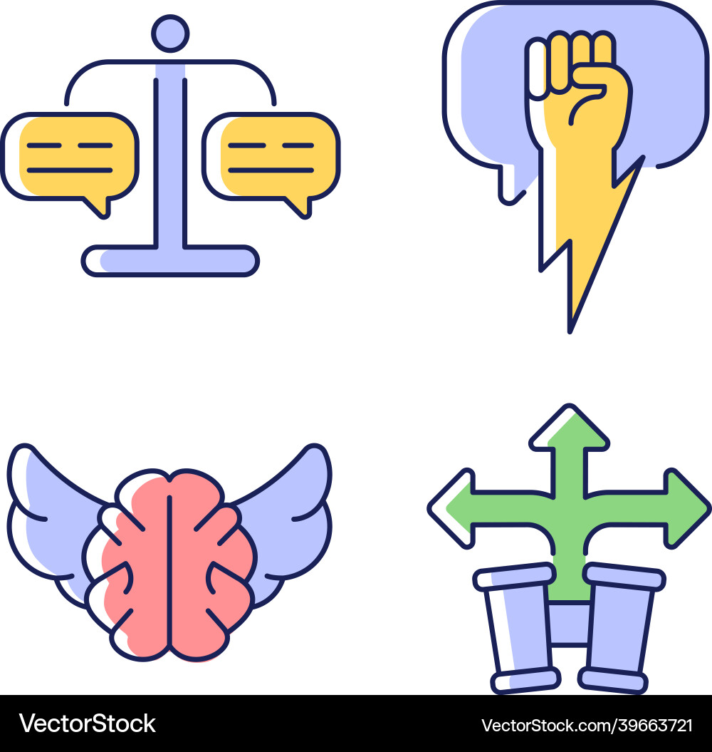 Argumentation skills rgb color icons set Argumentation skills rgb color icons set vector image