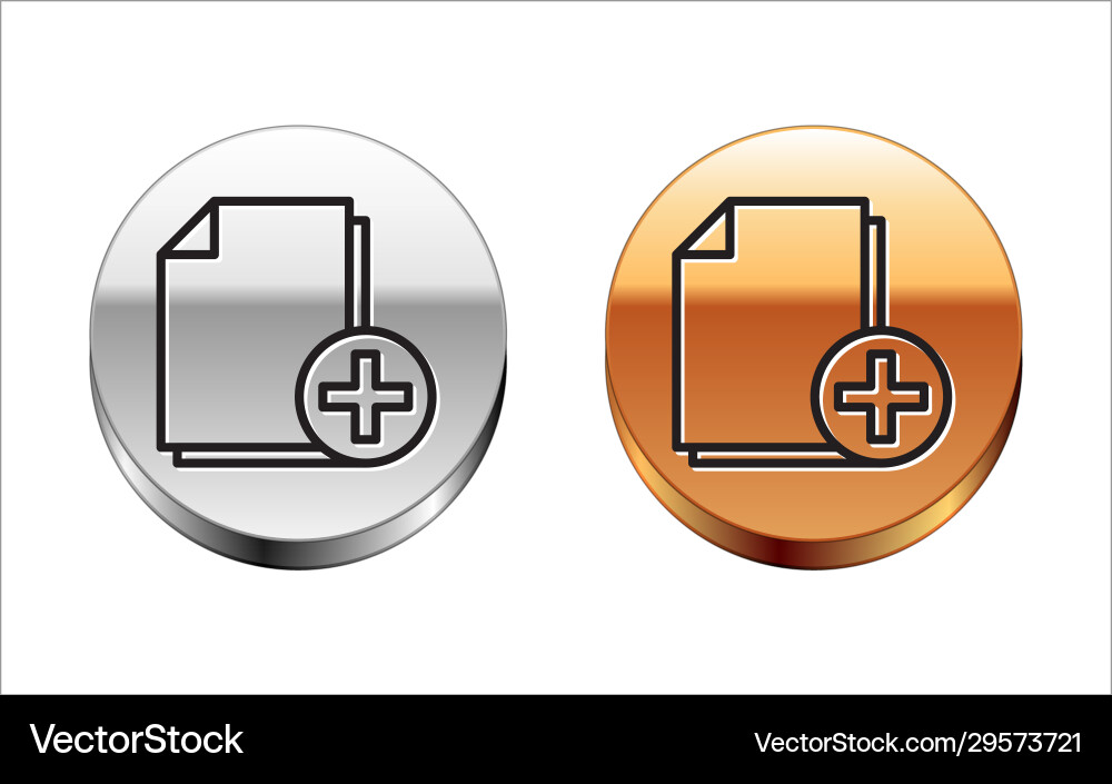 Black line add new file icon isolated on white Black line add new file icon isolated on white vector image