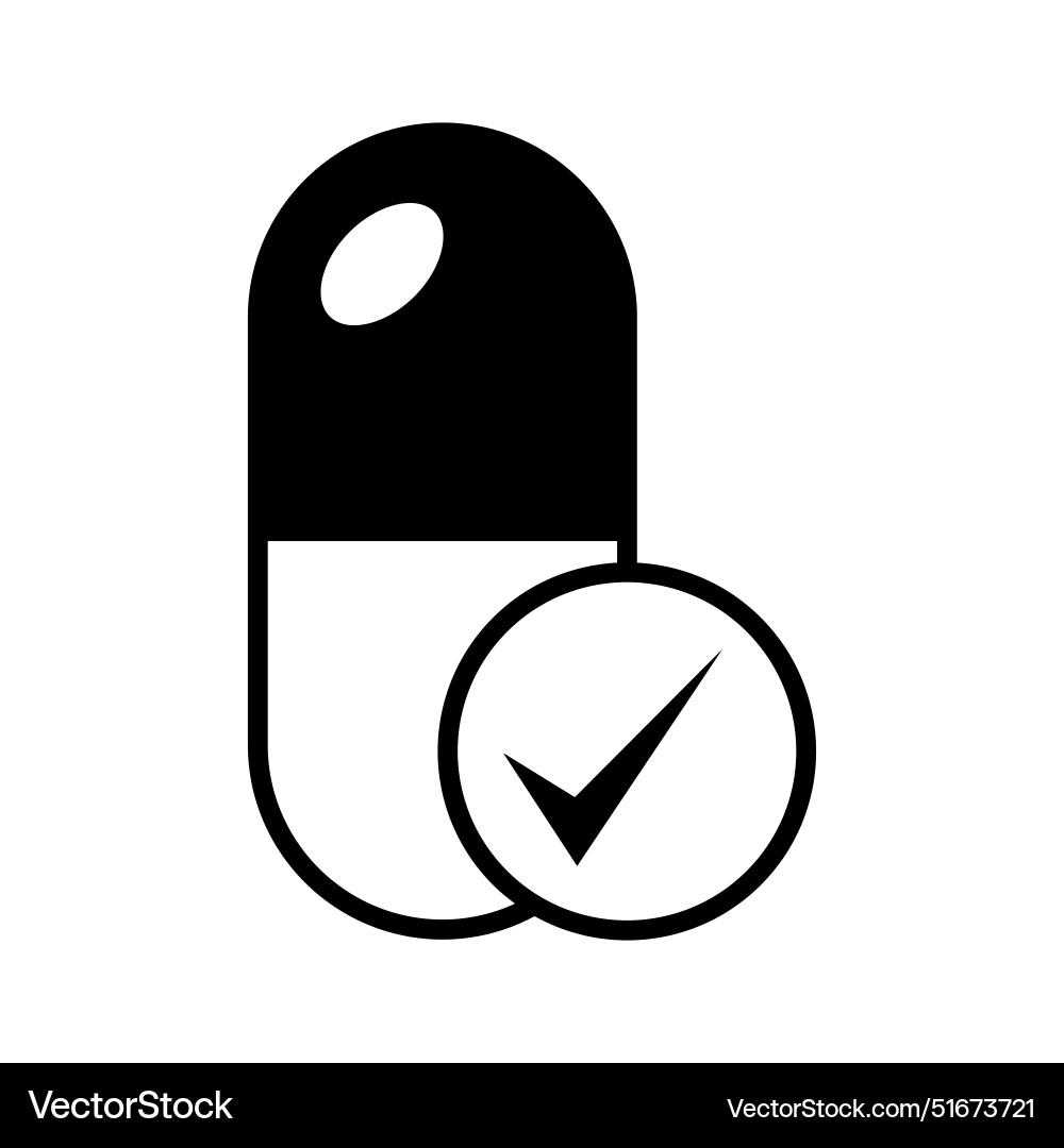 Capsule with checkmark icon Vector Image