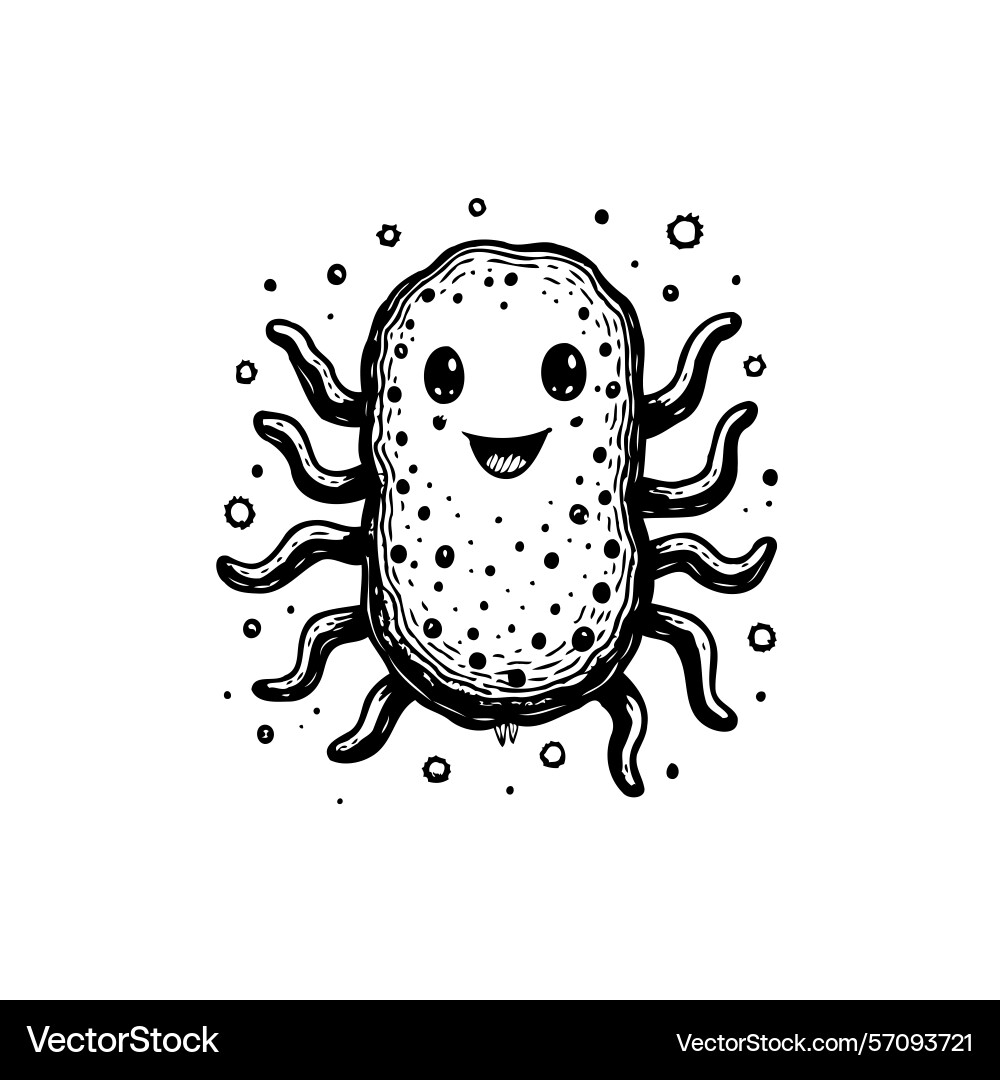 Cartoon microbe character with smiling face Vector Image
