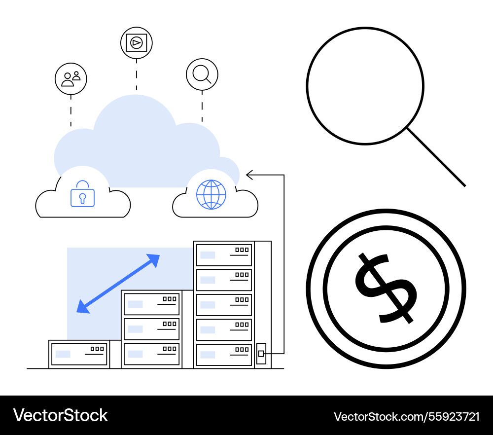 Cloud computing with data storage security Cloud computing with data storage security vector image