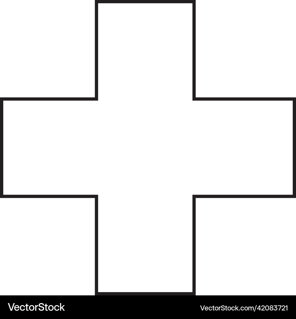 Cross shape symbol icon outline stroke Cross shape symbol icon outline stroke vector image
