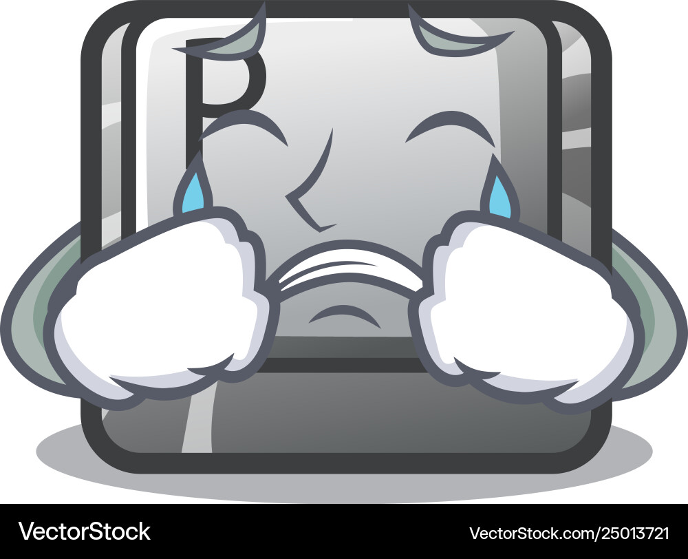 Crying button p isolated with character Crying button p isolated with character vector image
