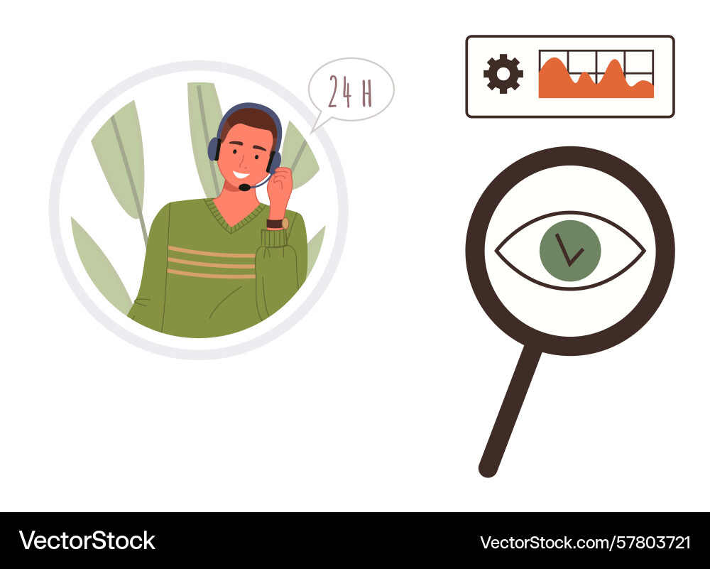Customer support representative with 247 service Customer support representative with 247 service Vector Image
