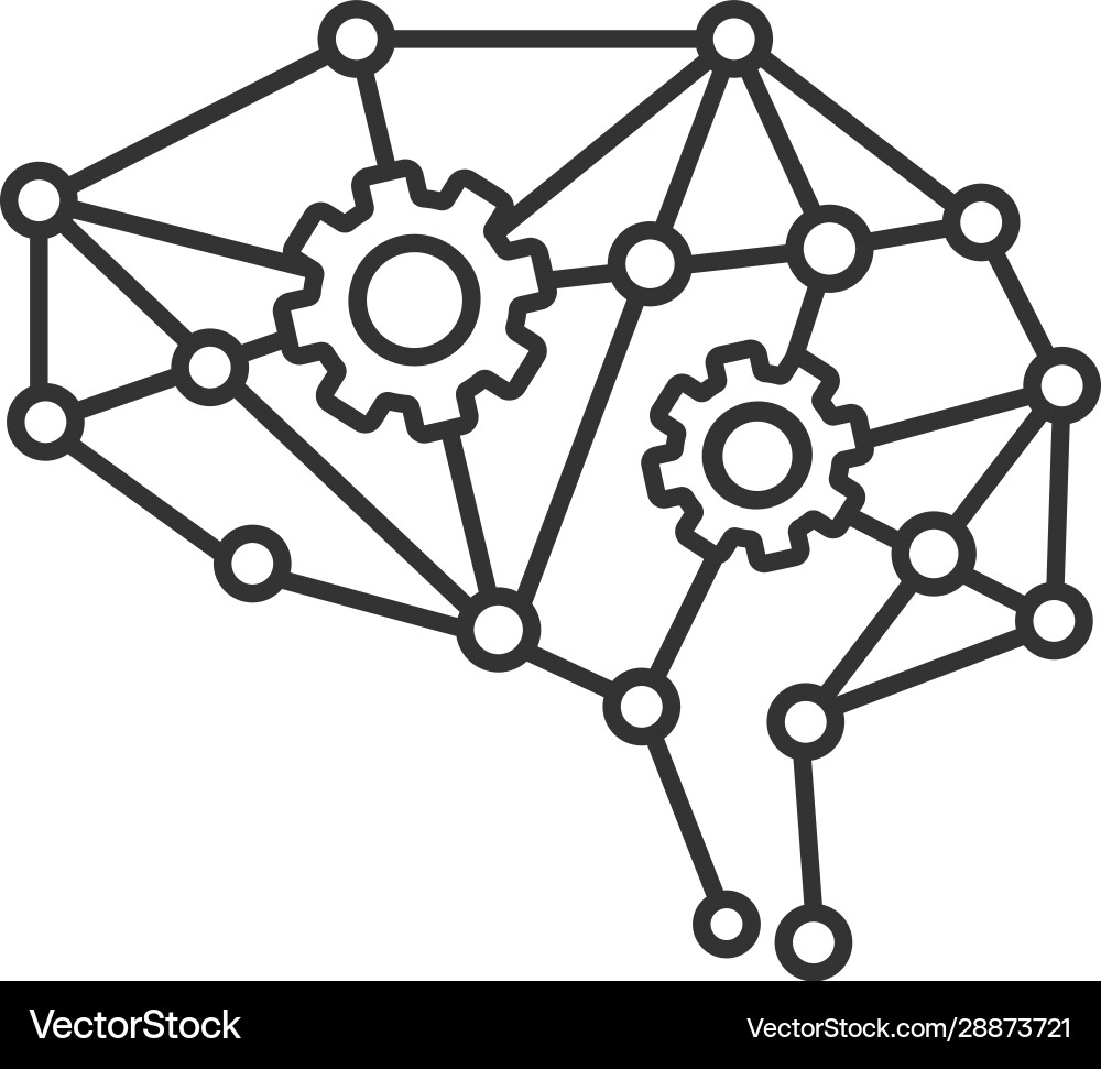 Deep Learning ai lineare Ikone Deep Learning ai lineare Ikone vektorbild