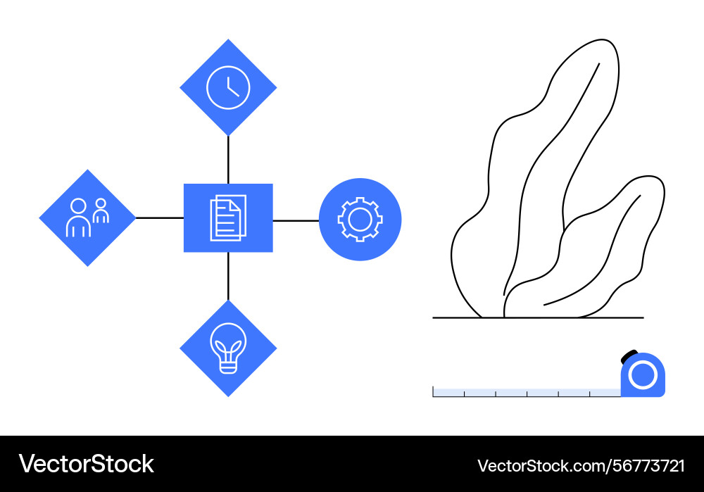 Diagram with workflow elements gear clock Diagram with workflow elements gear clock vector image