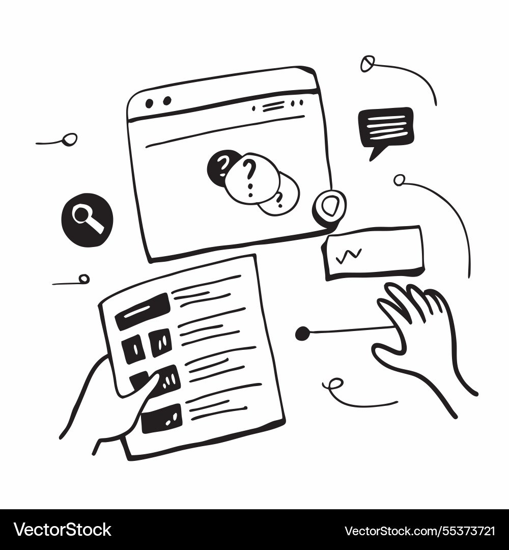 Faq page with resource links concept Faq page with resource links concept Vector Image
