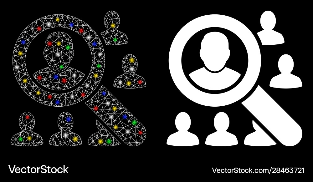 Flare mesh network find users icon with Flare mesh network find users icon with vector image