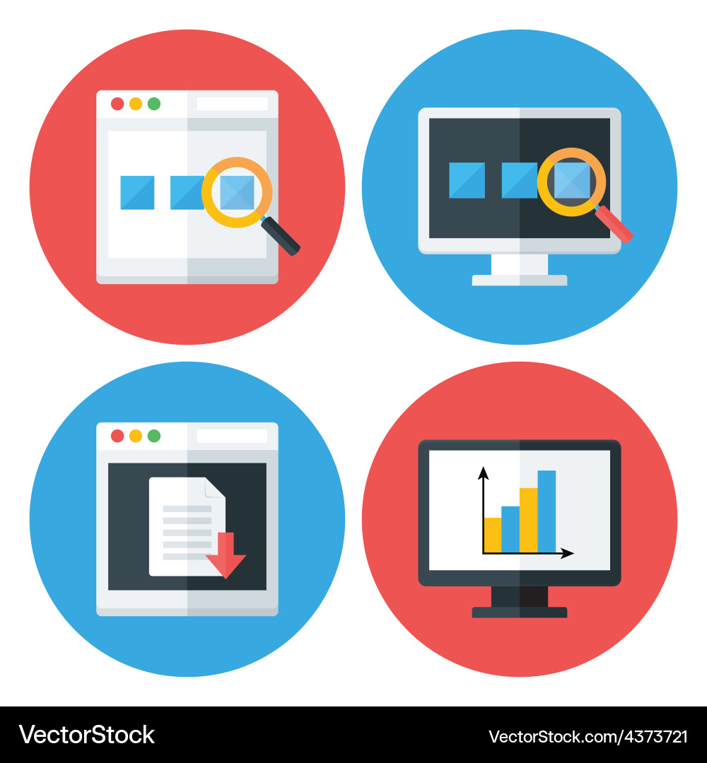 Flat Circle Icons - Technology & Web vector image