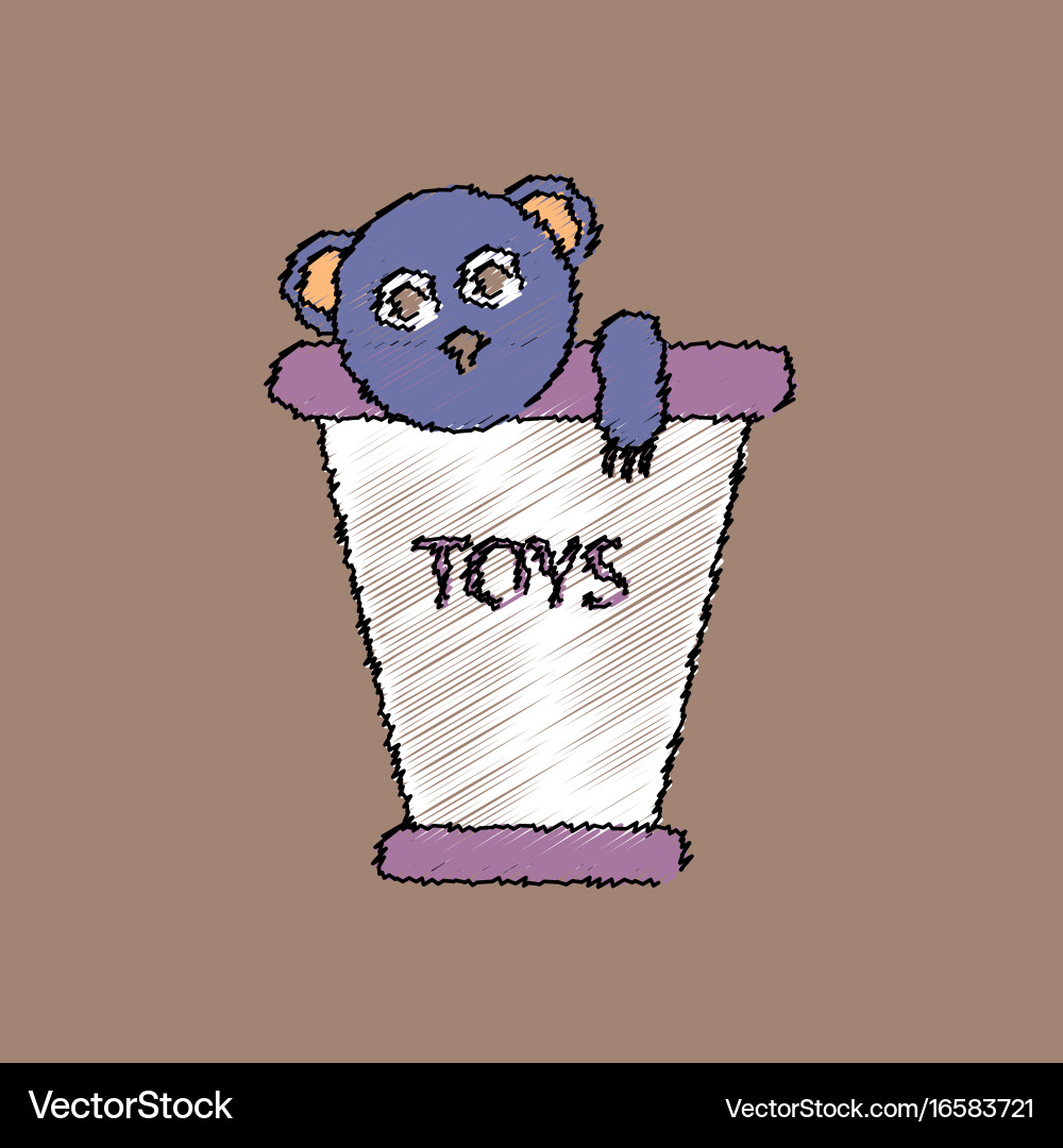 Flat shading style icon teddy bear in bucket Vector Image