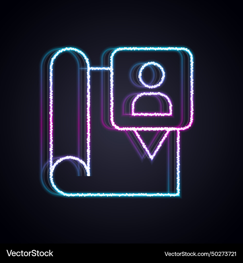 Glowing neon line folded map with location marker Glowing neon line folded map with location marker vector image