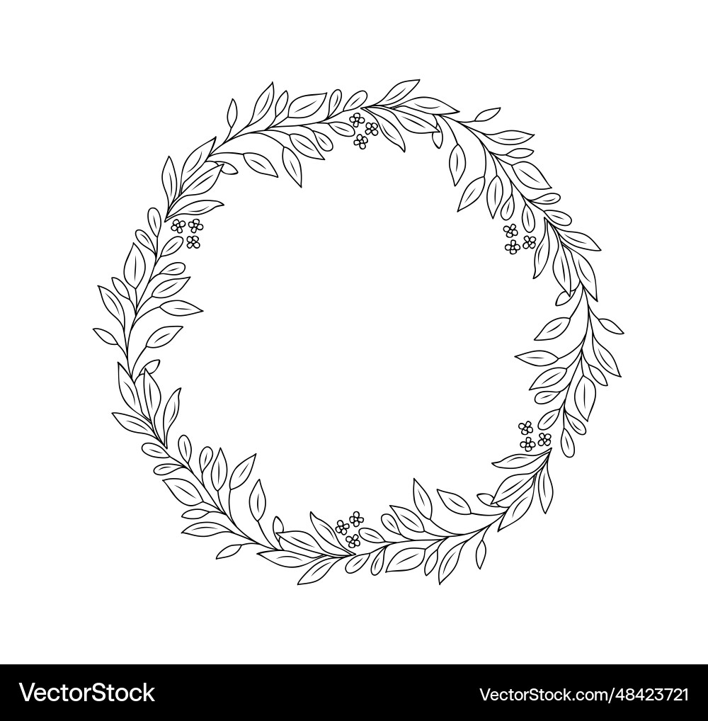 Hand gezeichnete botanische Kranzlinie Kunst Hand gezeichnete botanische Kranzlinie Kunst vektorbild
