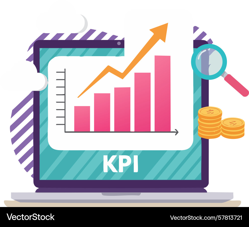 Kpi performance chart with rising arrow Kpi performance chart with rising arrow vector image
