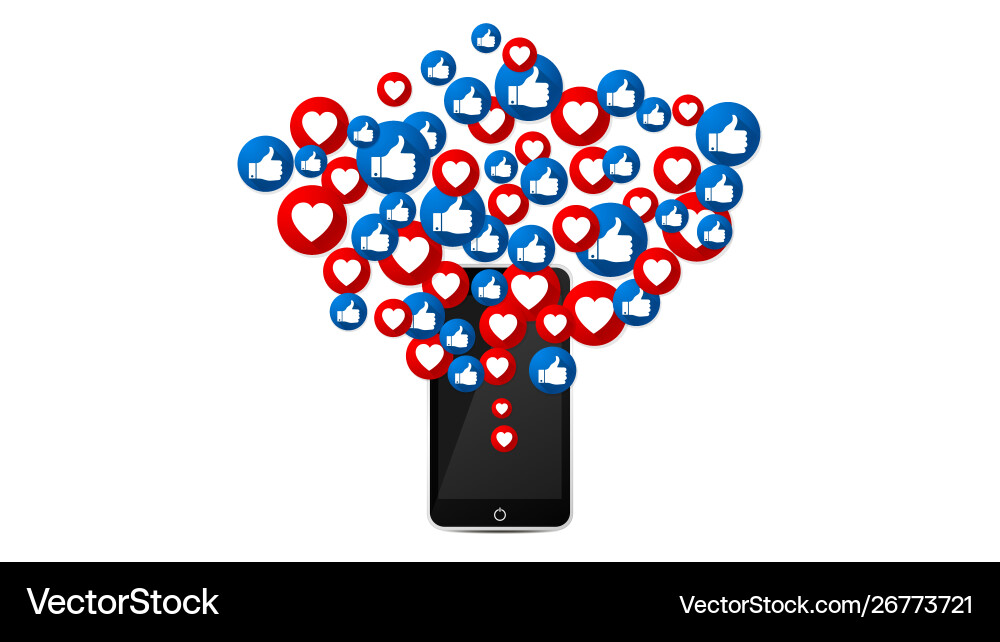 Like and love buttons background design vector image