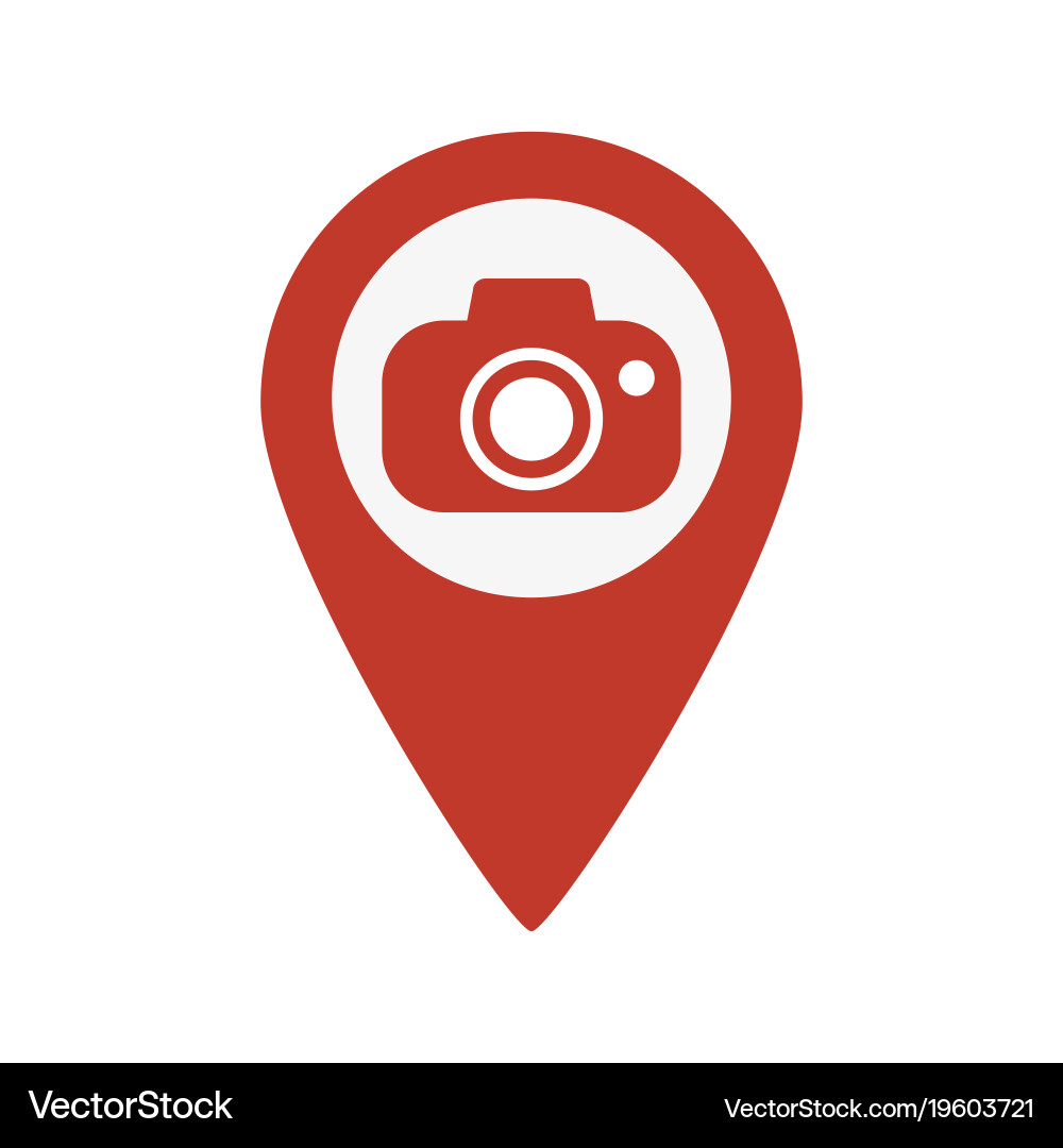 Map pointer with camera icon vector image