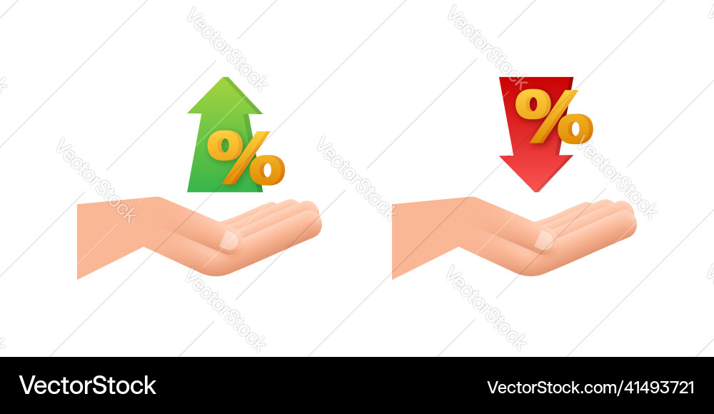 Percentage with arrow up and down banking credit Percentage with arrow up and down banking credit vector image
