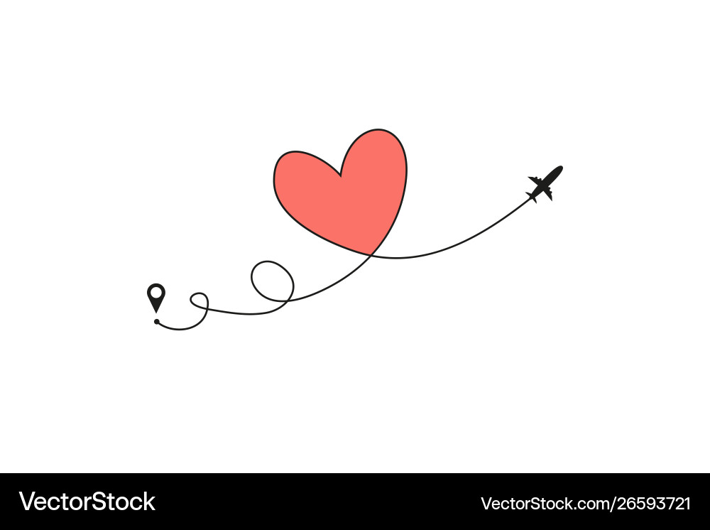 Plane and its track in shape a heart Plane and its track in shape a heart vector image
