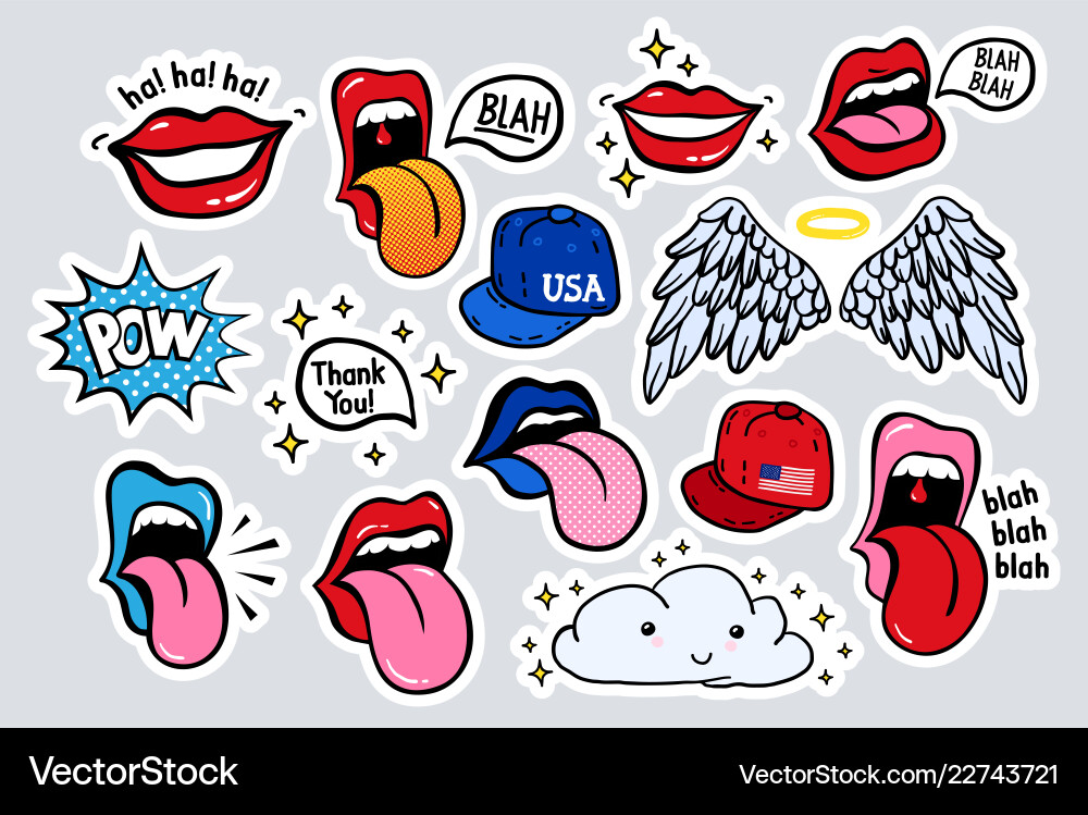 Retro Pop Stickers - 80s & 90s vector image