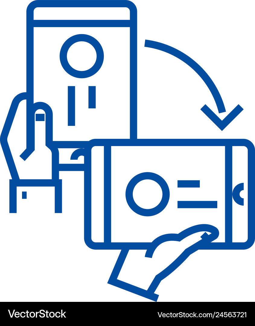 Rotate smartphone line icon concept vector image
