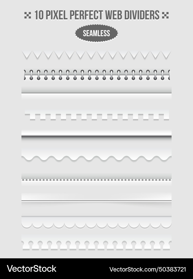 Seamless web page dividers with shadows Vector Image