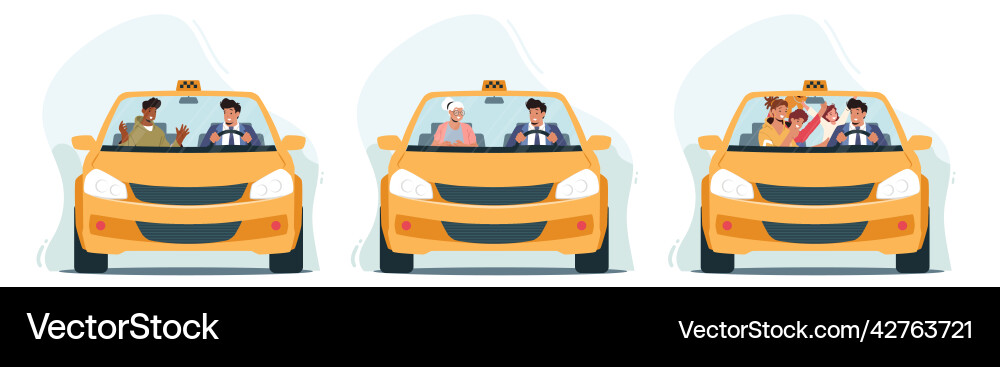 Set of characters use taxi service customers Set of characters use taxi service customers vector image